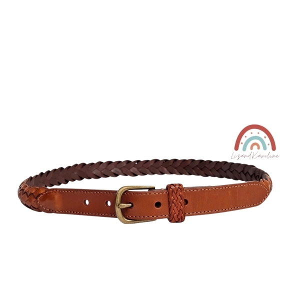 New! J. Crew Narrow Braided Woven Leather Belt - Picture 1 of 9